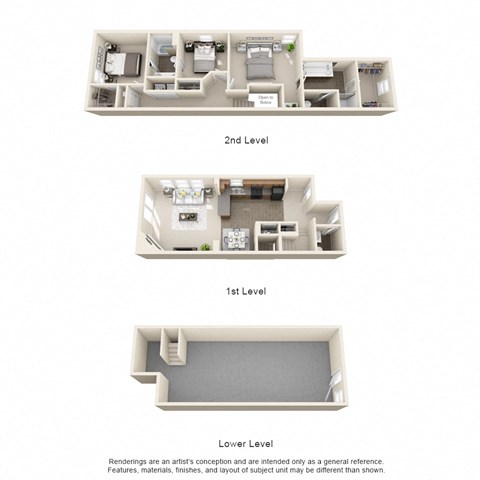 Floor plan for 3 beds, 2.5 baths, 1335 sqft